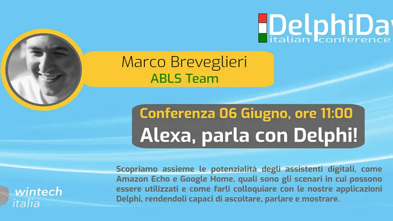 Locandina dell'evento Delphi, parla con Alexa!