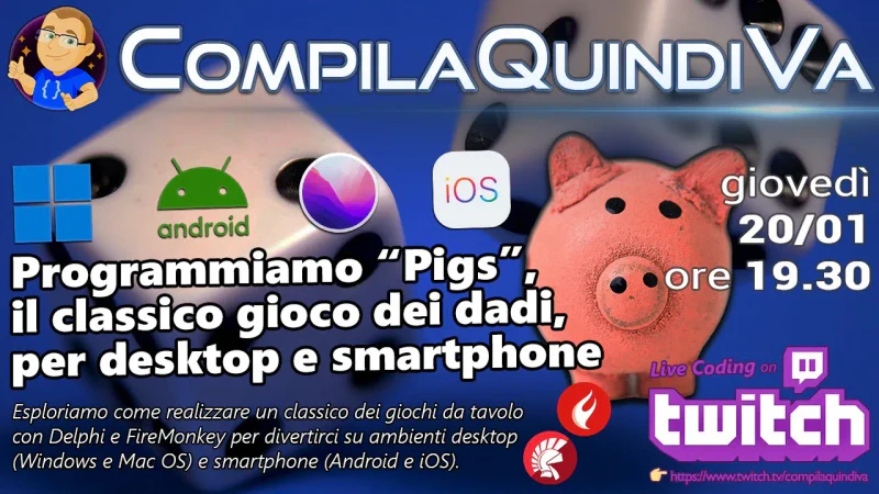 Creiamo un classico dei giochi di dadi da zero con Delphi e FireMonkey - Parte 1 (Live Coding)