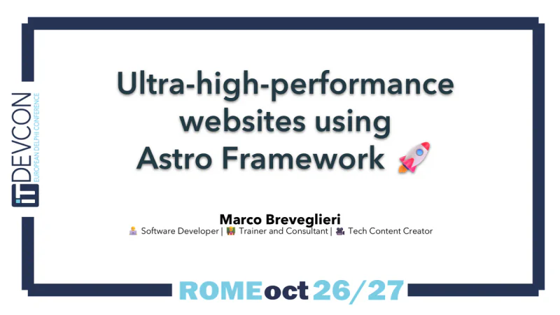 Locandina dell'evento Crea siti web ultra-performanti con Astro Framework