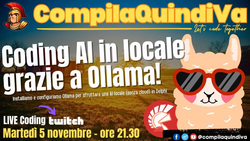 Coding assistito dalla AI in locale (no cloud!) grazie a Ollama configurato in Delphi (Live Coding)