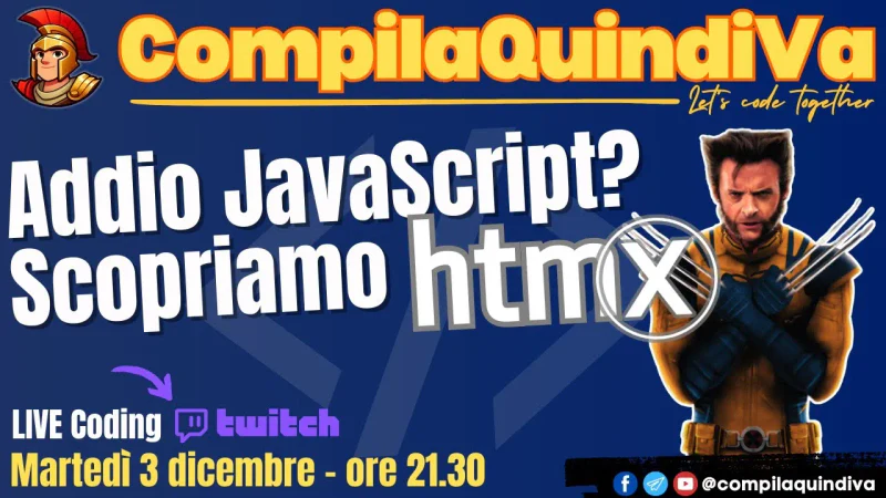 Addio JavaScript? Scopriamo assieme HTMX! (Live Coding)