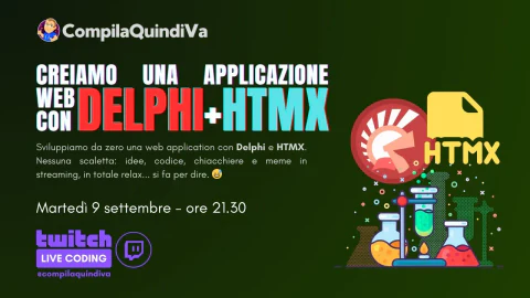 Creiamo un'applicazione web con Delphi e HTMX, ma anche VSCode e Copilot (Live Coding)