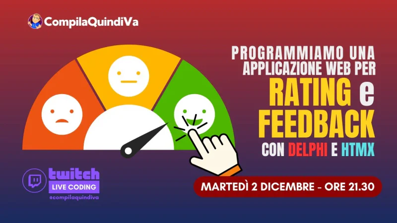 Applicazione web di rating e feedback con Delphi e HTMX (Live Coding)